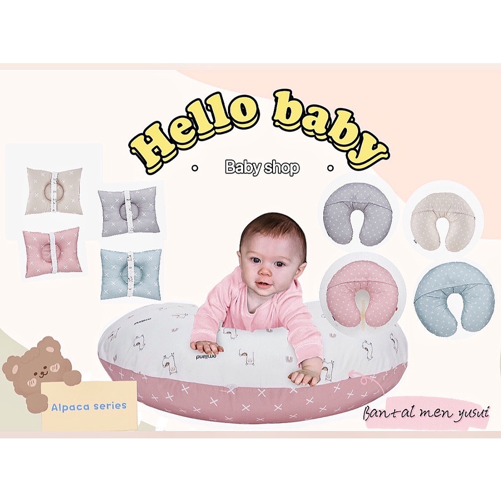 Omiland Nursing Pillow Bantal Menyusui + Free Bantal Lengan Peang Alpaca Series - OB 31201