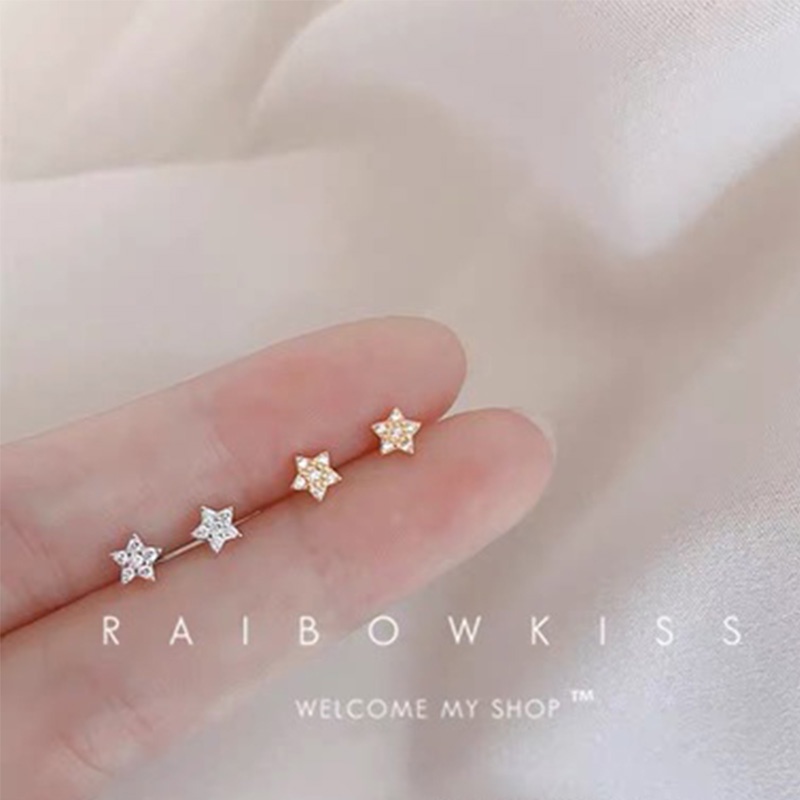 Anting Stud S925 Silver / Gold Hias Kristal Untuk Wanita