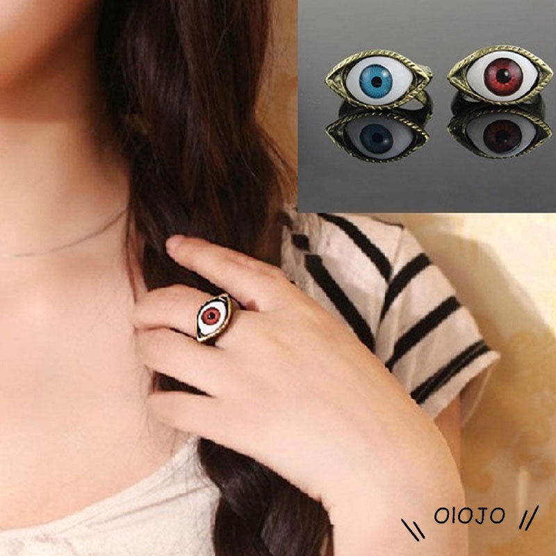 Cincin Gotik Untuk Wanita Bentuk Mata Vampir Model Besar Gaya Retro Aksesoris Fashion- ol