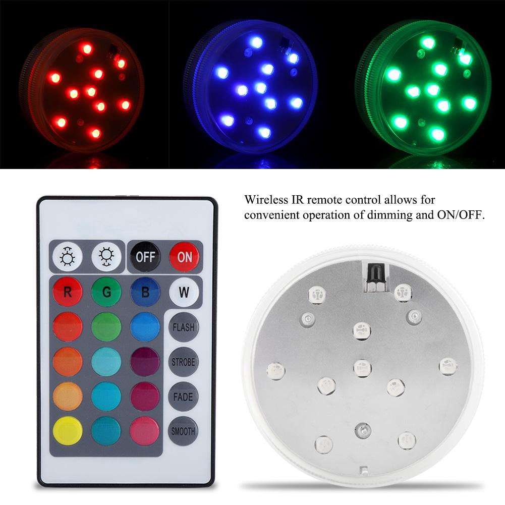 10 Led Multicolor Submersible Waterproof Wedding Party Vase Base