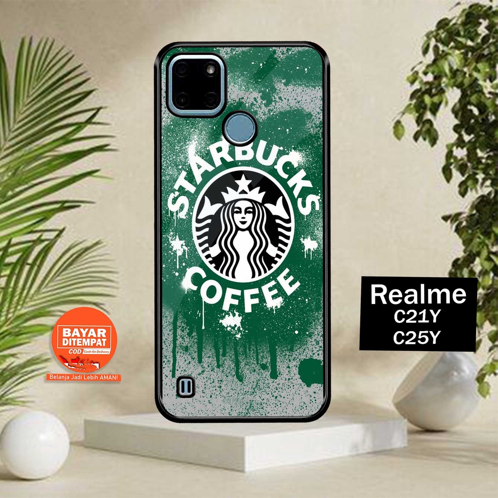 SRC Case Hardcase Realme C21y  C25y Motif Starbucks Glossy 2D Terbaru Casing Sarung Hp Softcase Aero