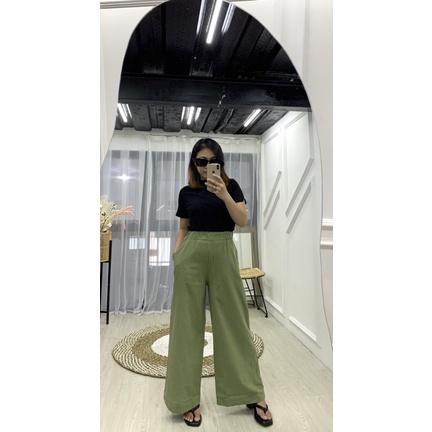 Bora kulot pants - celana kulot hightwaist linen crinkle