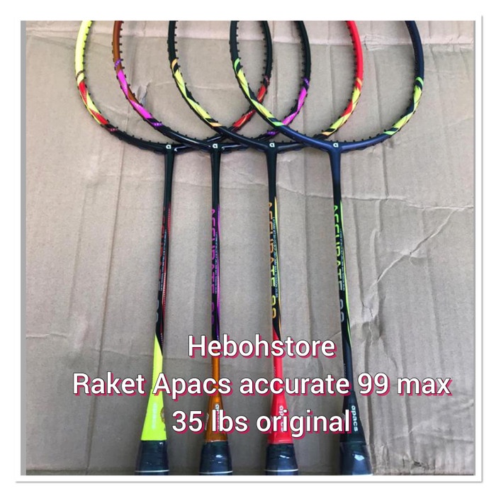TERBARU Raket Badminton APACS ACCURATE 99+pasang senar APACS RAINBOW ORIGINAL - black navy