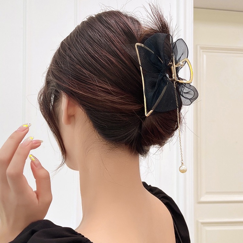 Jepit Rambut Pita Wanita Gaya Retro Aksen Mutiara Fashion Korean Import