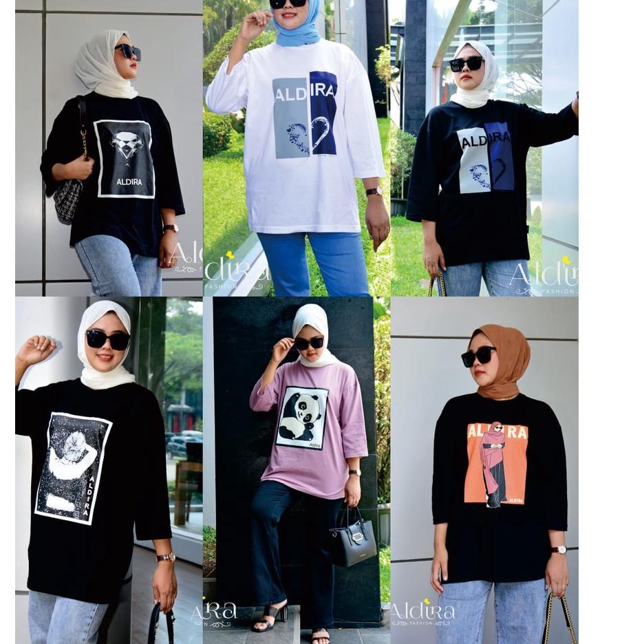 Harga Murah.. Aldira Kaos Oversize Wanita Hijab / Style Kaos Oversize Wanita / Outfit Kaos Oversize 