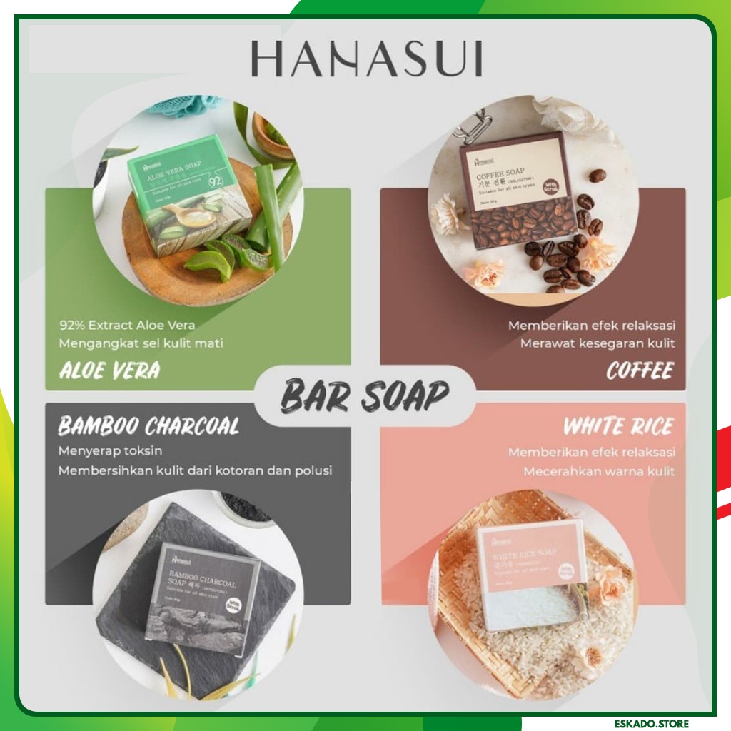 Hanasui Soap Bar Aloe Vera Coffee Charcoal White Rice