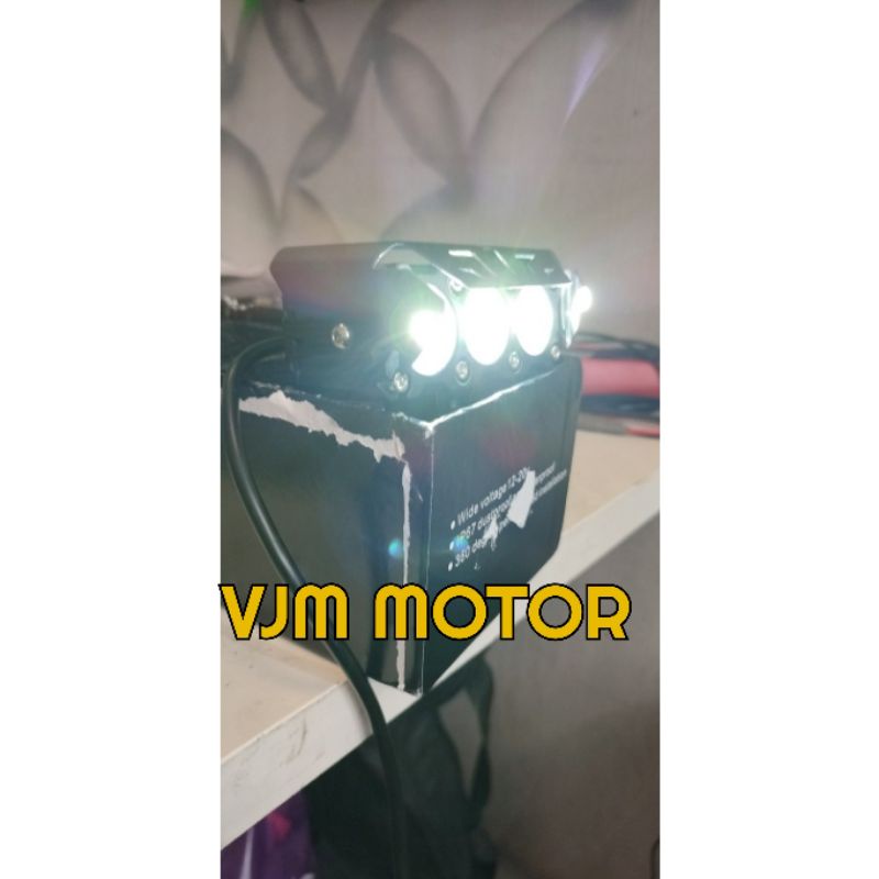 LAMPU SOROT LED MOTOR 3 MATA LENSA MODEL MINI DRIVING PUTIH KUNING UNIVERSAL CUSTOM