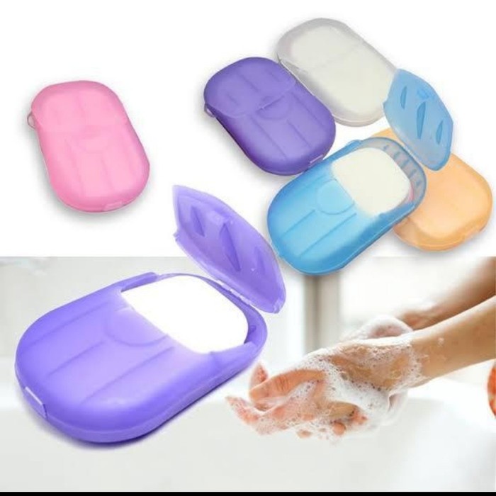 SABUN KERTAS CUCI TANGAN ISI 20PCS / DISPOSABLE HAND WASHING TABLET TRAVEL CARRY TOILET SOAP