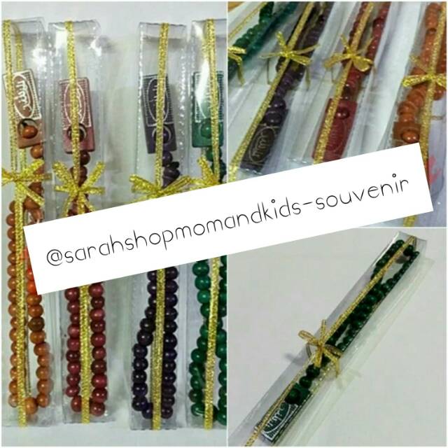 SOUVENIR PERNIKAHAN TASBIH KAYU ISI 33  SOUVENIR UNIK TASBIH KAYU PLAT MIKA