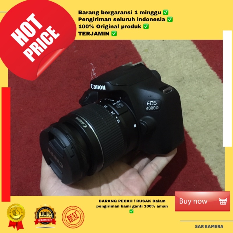 Kamera dslr wifi Canon 4000D mulus normal