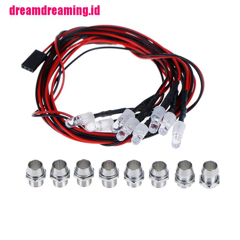 (dreamdreaming.id) Set 8pcs Lampu LED 5mm Warna Putih / Merah Untuk HSP RC