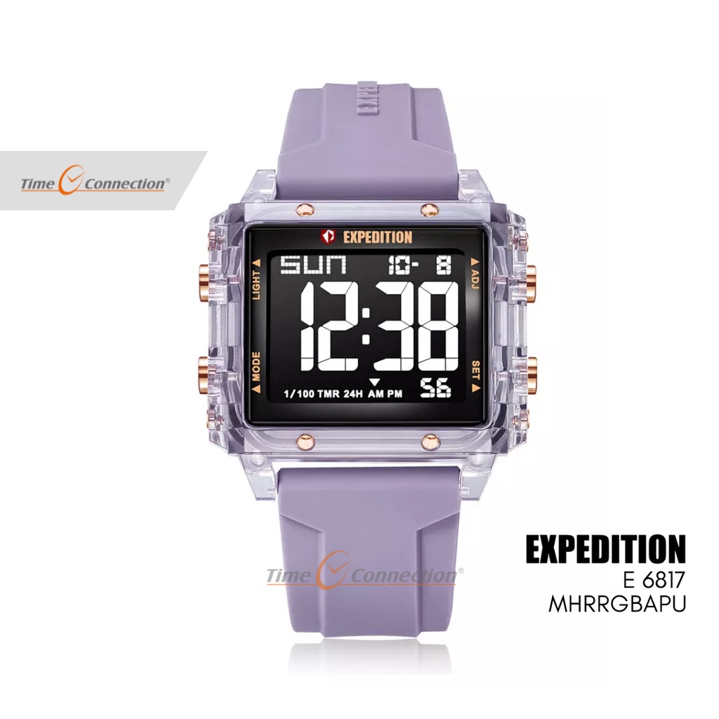 Expedition E 6817 MHRRGBAPU Ungu Transparan Original / Jam Tangan Wanita Pria Karet / Soft Purple Tr