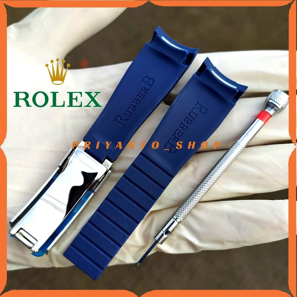 Tali jam Tangan Rubber B Rolex 20mm Free Buckle Bonus Remover Premium