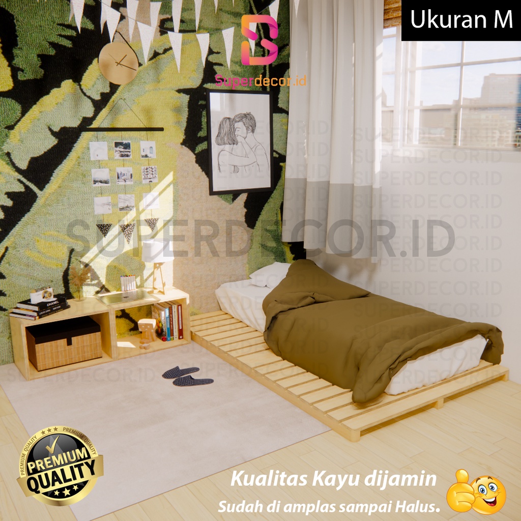 Alas Tempat Tidur Kayu Pallet (M) SLIM / Dipan Pallet / Alas Tempat