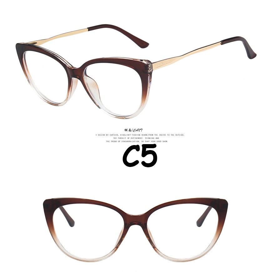 【Replaceable lenses】COD (AIMURUSI) Desain Merek Barat Retro Cat Eye Kacamata Bingkai Wanita/kacamata anti cahaya biru / sinar-C5