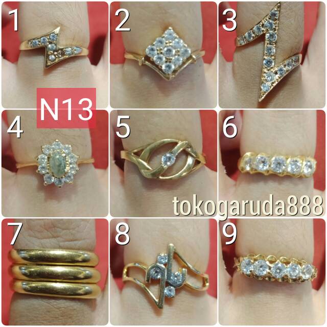 Cincin No 13 anak dan dewasa emas asli kadar 700 70% 22 1 2 g gr gram gold kuning selisih lilit wajik diamond batu