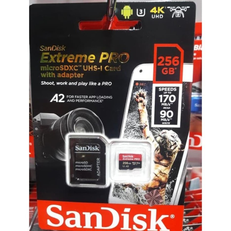 Memory 256gb 200mbps|  MicroSD 256Gb | SanDisk Extreme Pro Micro SD 256GB A2 up to 200mbps V30 U3 4K - Garansi Resmi