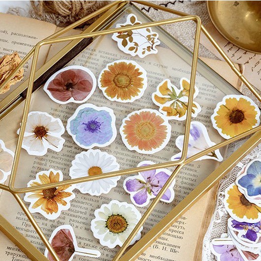 [MILOLI] 46 Pcs FLOWER Deco Sticker Planner DIY Scrapbook Stiker Bunga Dekor Kotak - B0030-3