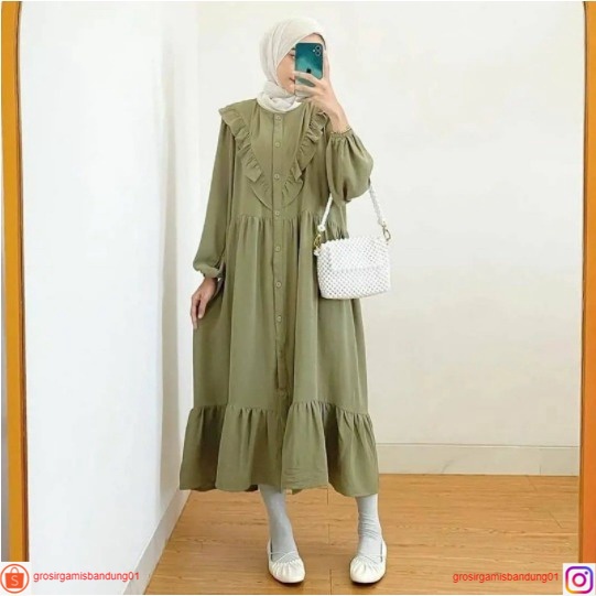 Mory Midi Dress | Casual Dress Korea | Pakaian Wanita | Terbaru | Baju Gamis Wanita Terbaru 2021/202