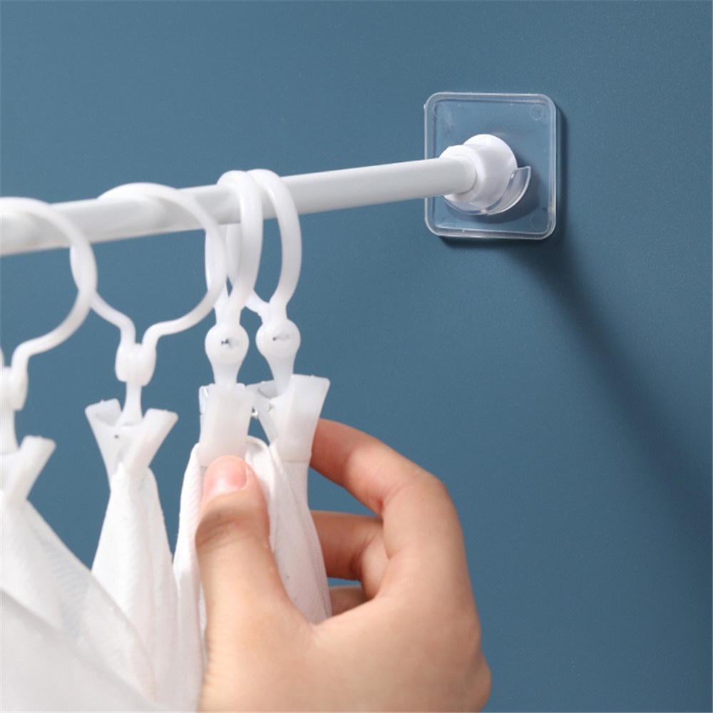 【COD Tangding】2pcs/set Self-adhesive Curtain Rod Holder Wall Hook Telescopic Rod Holder Support Rod Holder Shower Curtain Rod Sticker Holder