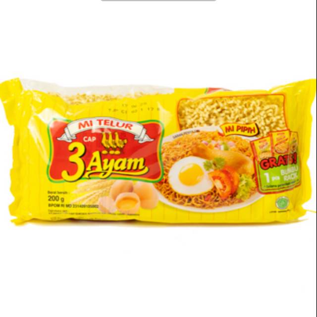 

Mie Telur 3 Ayam Kuning 200 Gram/Pak