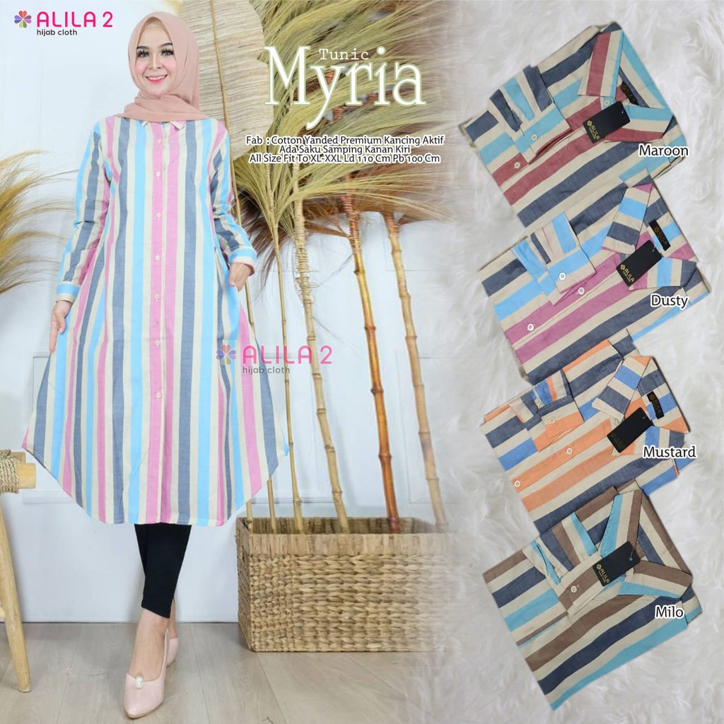OK - MYRIA TUNIK PANJANG MOTIF BY ALILA | TUNIK MURAH TERBARU | TUNIK PANJANG KEKINIAN