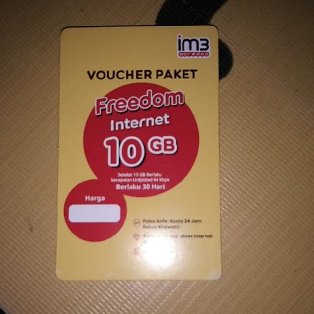 VOUCER IM3 FREEDOM INTERNET 10GB FULL 24JAM