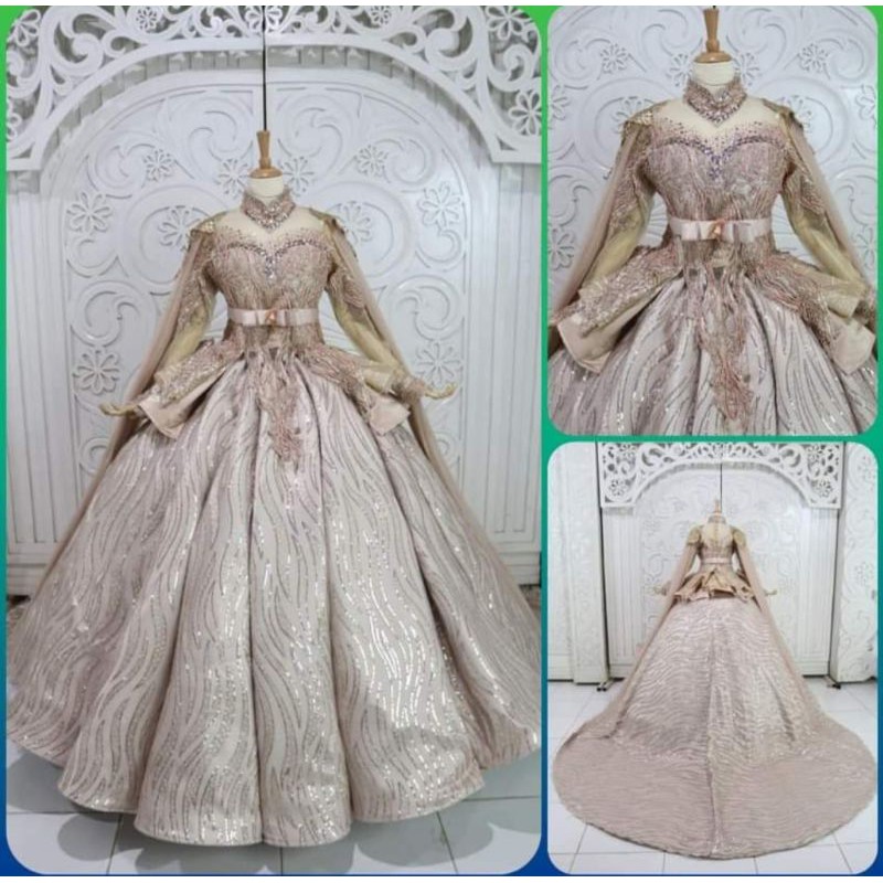 Gaun Pengantin Mekar Gold
