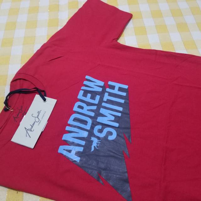 OBRAL NGABISIN STOK Size M L XL ~ Kaos Oblong Pria Merah Distro Andrew Smith Casual Original Red Tsh