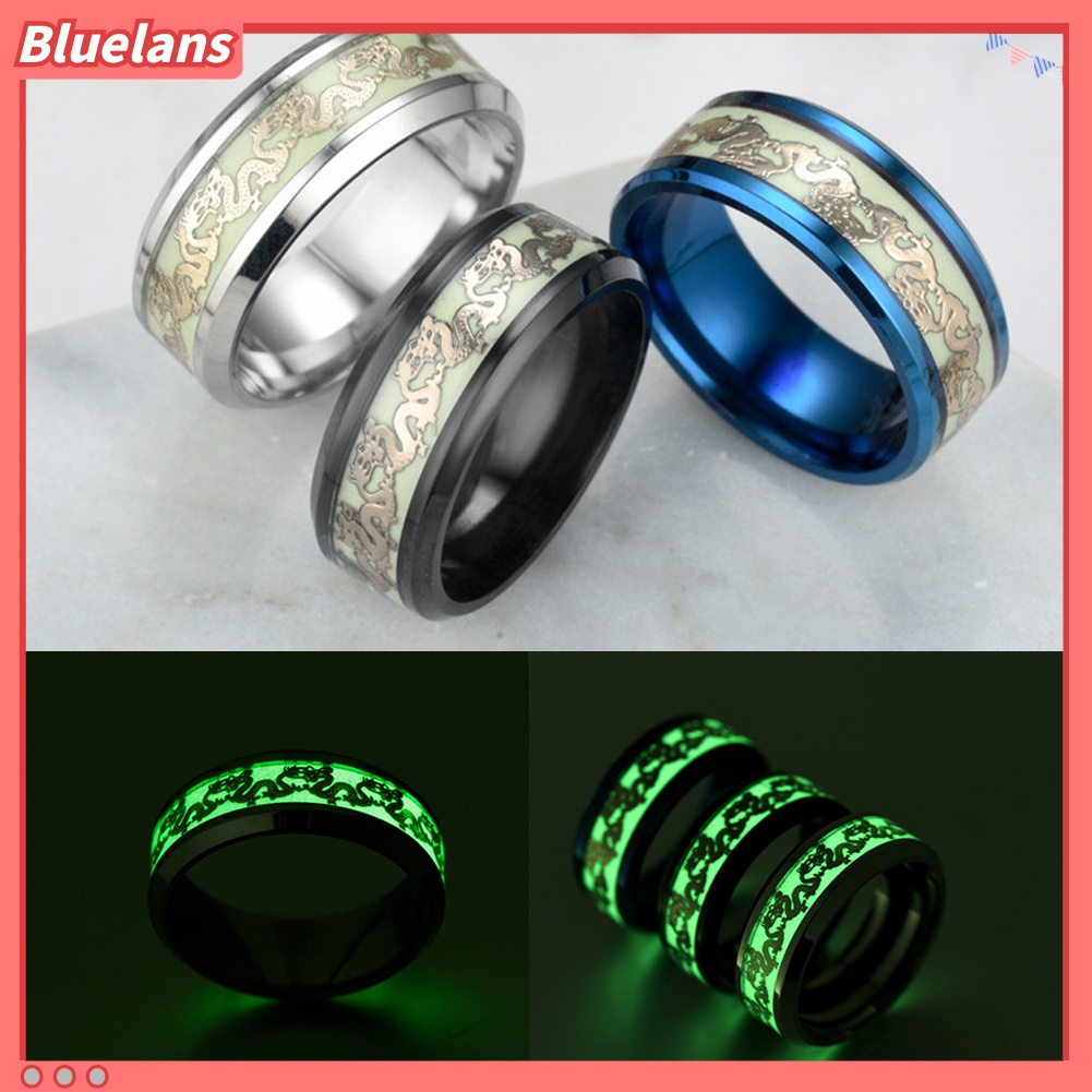 Cincin Desain Naga Ganda Fluorescent Shiny Untuk Pesta