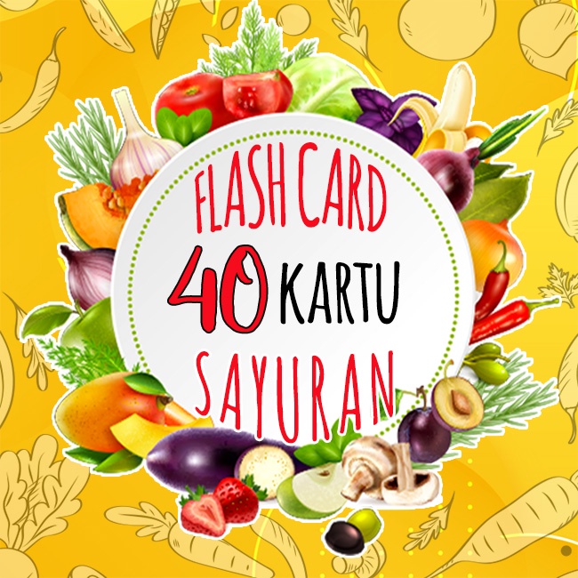 Kartu FlashCard Sayur Sayuran  kartu Bahasa Inggris dan Indonesia