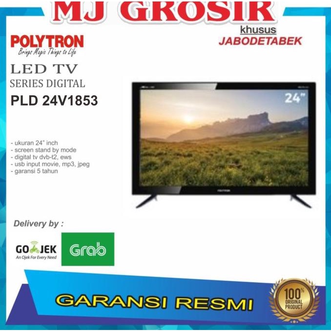 PROMO LED TV POLYTRON 24" 24V1853 24 INCH USB HD HDMI DIGITAL TV