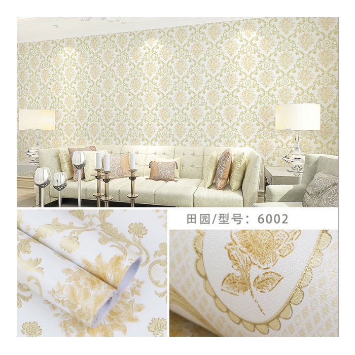 Wallpaper Dinding Ruang Tamu Motif Batik Gold Kecil