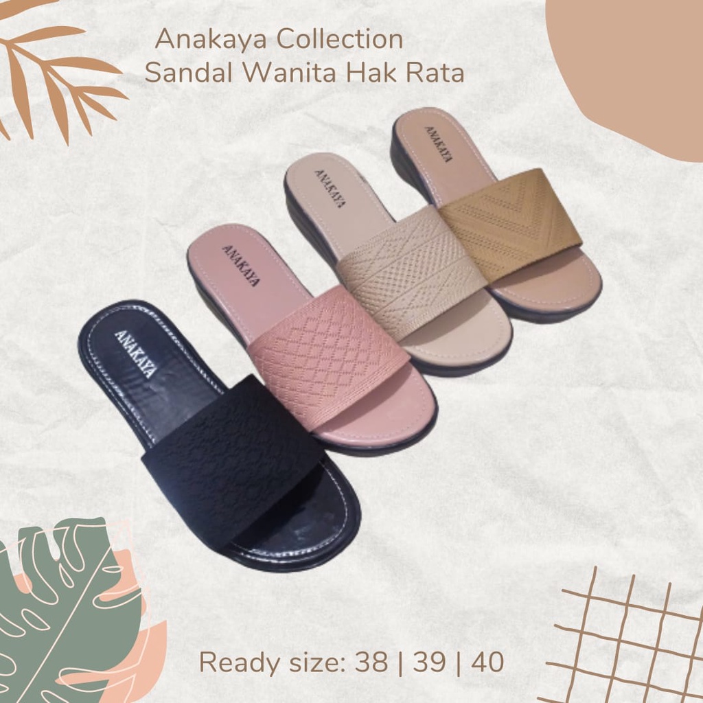 SENDAL SELOP WANITA HAK 3CM ANAKAYA SANDAL PEREMPUAN KEKINIAN TERBARU