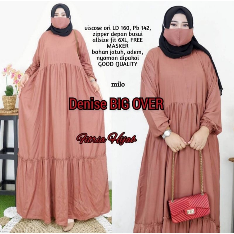 Dress Gamis Super Jumbo Ld160 Warna Polos Denise Big Size