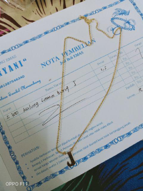 Kalung Simple Set Liontin Huruf Emas Asli Kadar 700