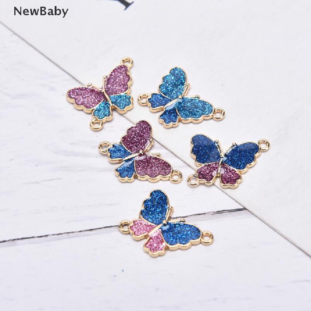 10pcs / Kantong Liontin Kupu-Kupu Enamel Untuk Membuat Perhiasan DIY Charms