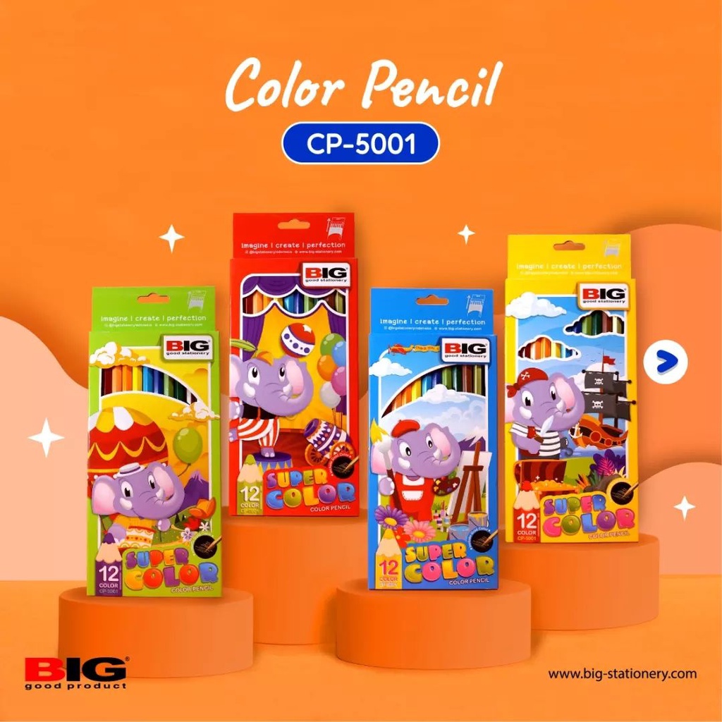 Pensil Warna BIG 12 Warna Panjang CP-5001