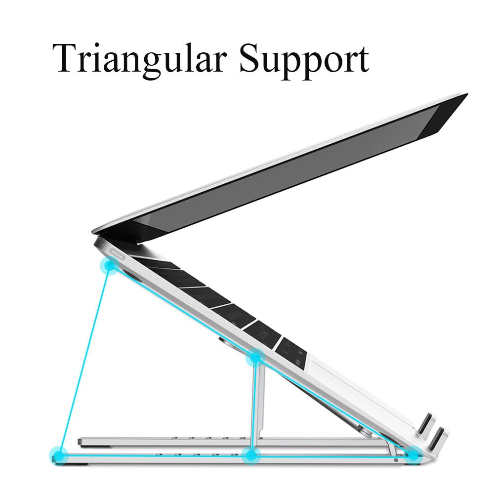WIWU S400 - Ergonomic Aluminium Alloy Adjustable Folding Laptop Stand - Untuk Notebook ukuran 10-15&quot;