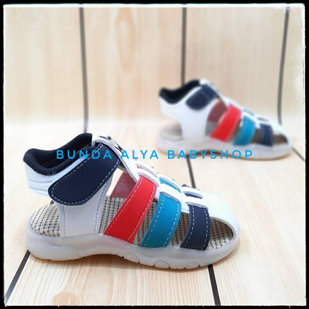 Sandal Anak Laki Usia 4 Tahunan Tali Bintang PUTIH Size 29 - 30 - Sandal Anak Cowok Keren Modle Tali Putih