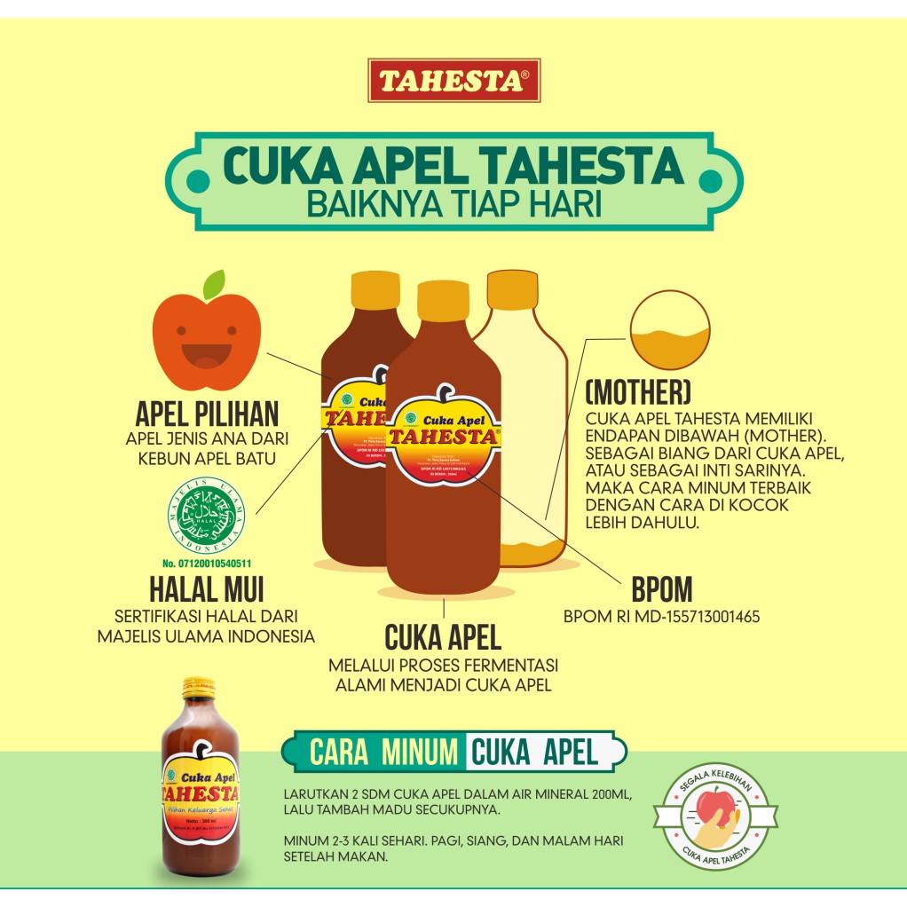 Cuka Apel Tahesta Original Obat Diabetes Asam Lambung Maag Jantung Sembelit Gangguan Pencernaan Shopee Indonesia