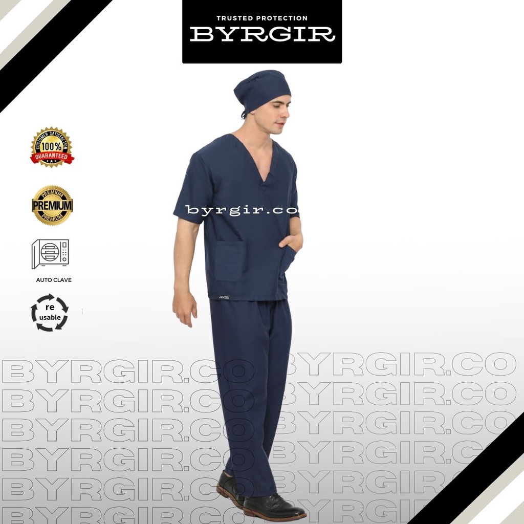 BYRGIR Baju OKA Lengan Pendek Dokter Perawat Bahan American Drill APD