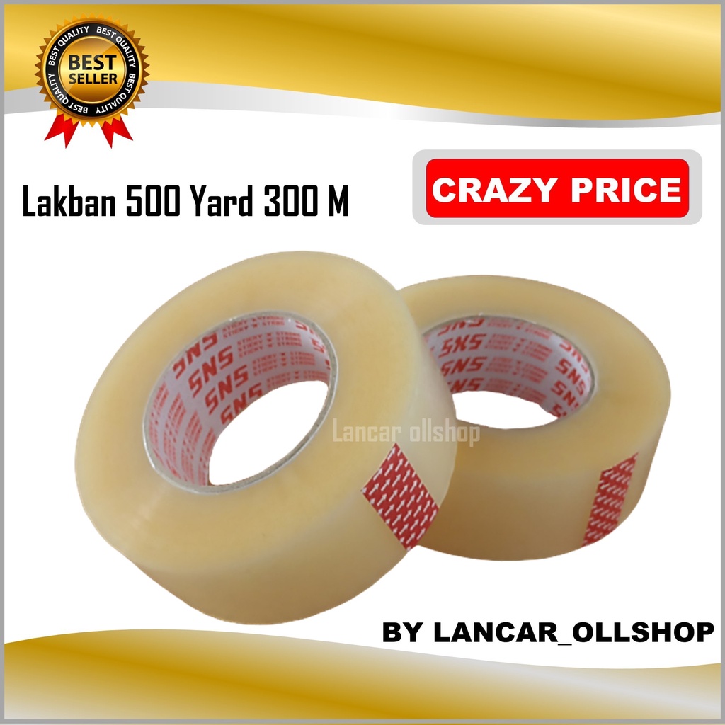 Isolasi Lakban Bening Putih Transparan Besar 45 MM 500 Yard 300 Meter Packing Barang 2 Inch Jumbo 44 Micron