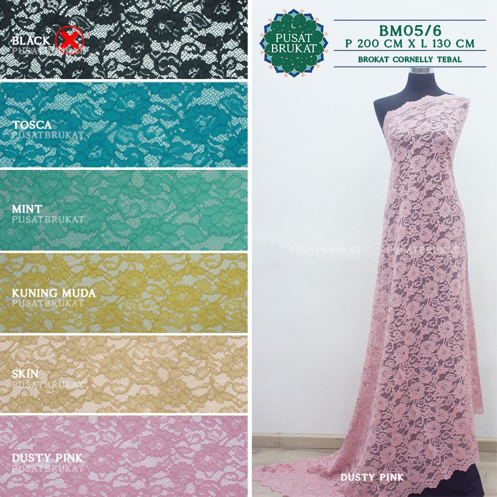 BM05 - KAIN BROKAT CORNELLY SENADA P200CM X L130CM [harga utk per 2m]