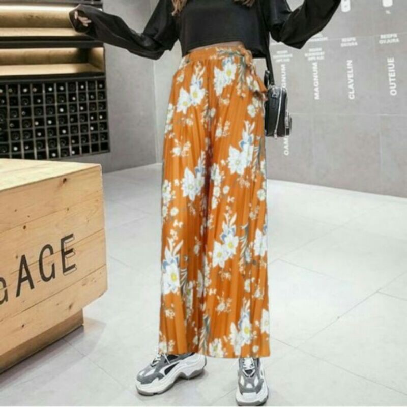 celana kulot motif bunga terbaru murah celana plisket mayung