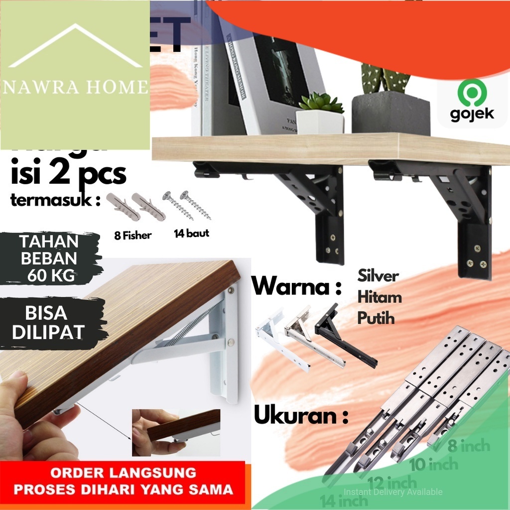 Bracket Meja / Siku Rak Lipat / Bracket Siku Rak Lipat / Engsel Ambalan Lipat / Engsel Meja Lipat