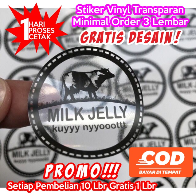 

Stiker Kemasan Transparan A3+ Anti Air untuk label makanan dan minuman (Anti air, anti sobek)