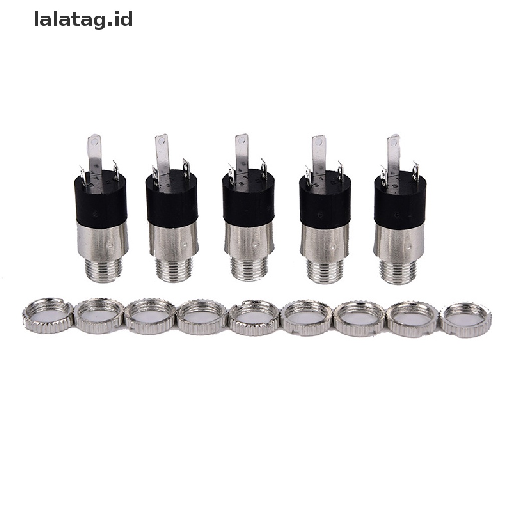 (Flyag) 5pcs PJ392 Jack Audio 3.5 &quot;Female Warna Silver Untuk Headphone