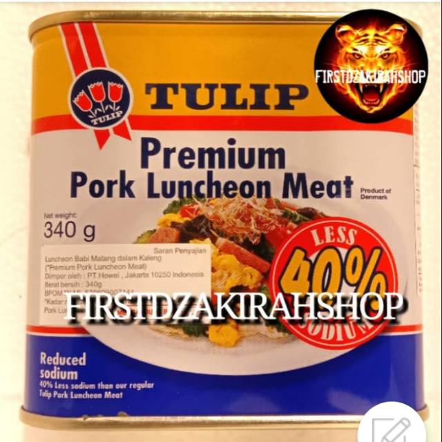 

Tulip premium pork luncheon meat 40% less sodium 340ml