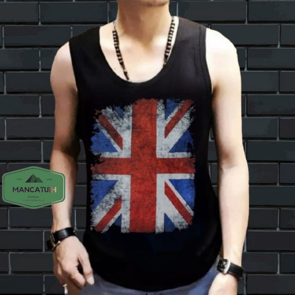 KAOS TANGTOP BENDERA INGGRIS KAOS TANGTOP DISTRO KAOS TankTop Pria dewasa Kaos Dalam/Kaos Kutang Pri